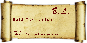 Belász Larion névjegykártya